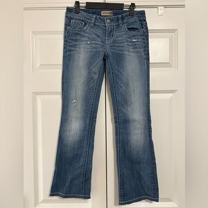 Mek Denim Jeans Womens 27/34 Capetown Stretch Distressed Wash Blue